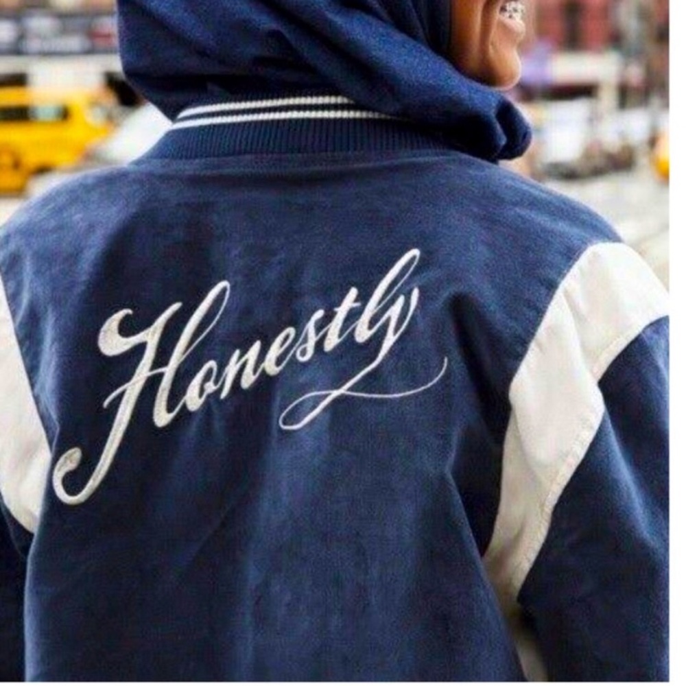 American Eagle “Honestly” Bomber Varsity Velveteen Jacket Medium - Picture 8 of 11
